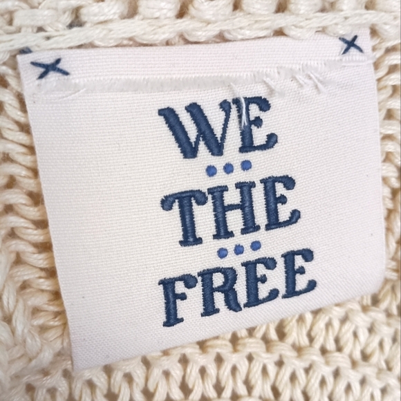 New Free People We The Free Heirloom Collection Linen Open Knit Sweater Large - Picture 4 of 7